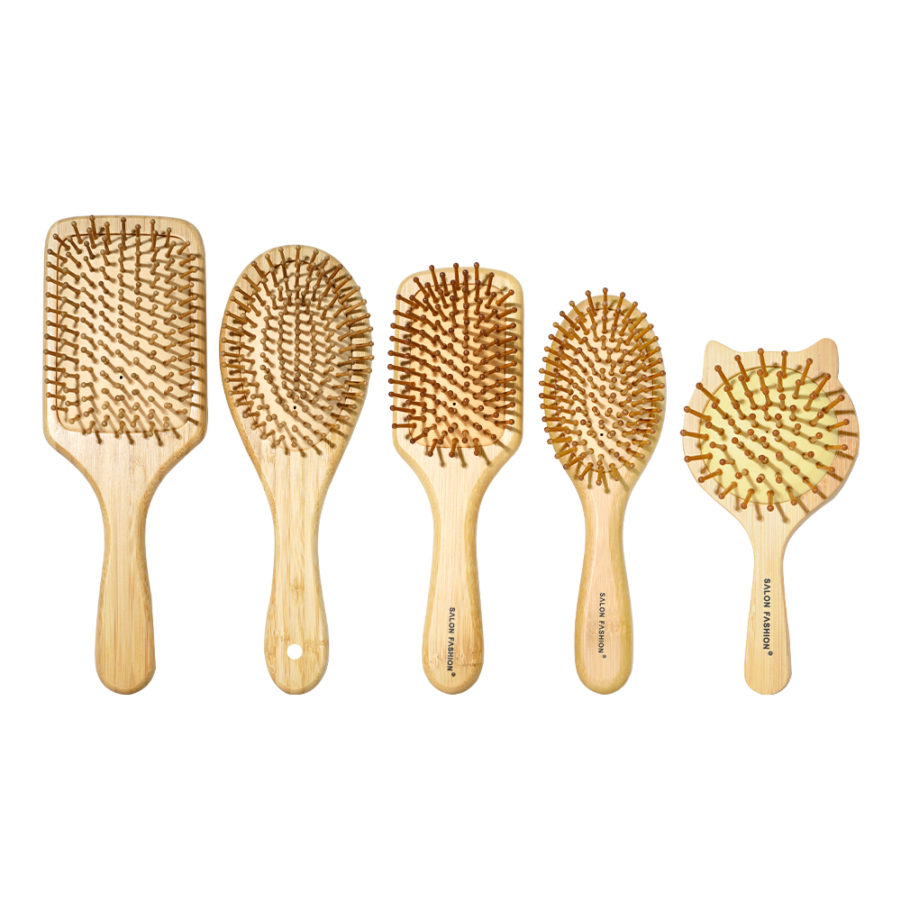 Bamboo Hair Brush - Pente de madeira de gato fofo,